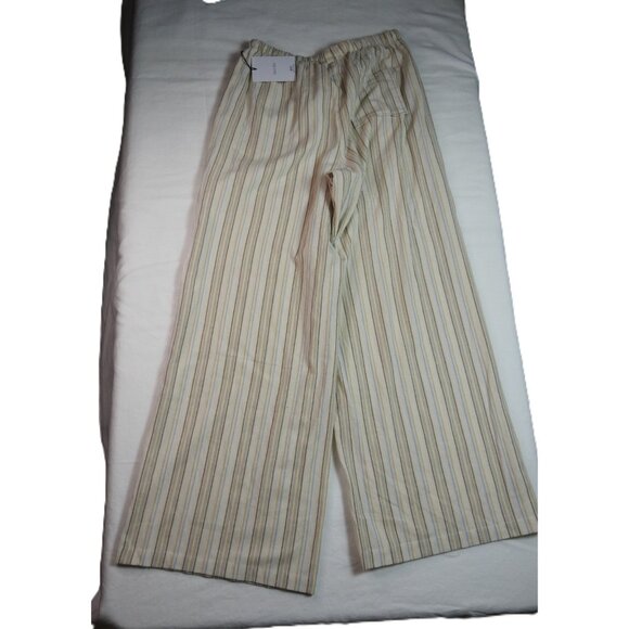 Black Ibis Striped Linen Blend Wide Leg Pants Women’s XL Beige Tan Blue Neutral - Picture 8 of 8